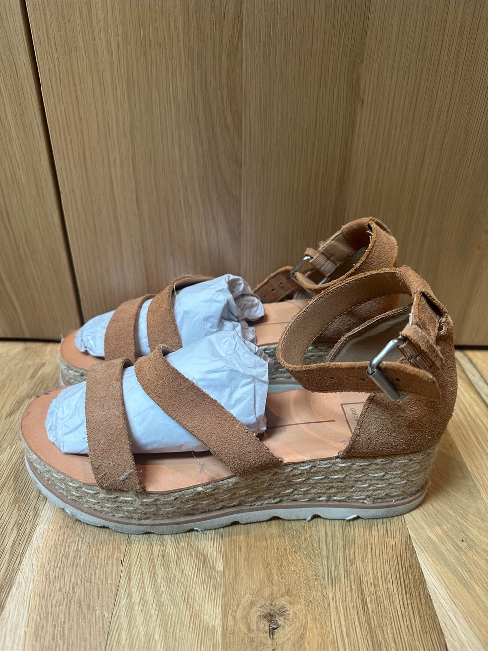 Dolce Vita Tan Suede Espadrille Wedge Sandals